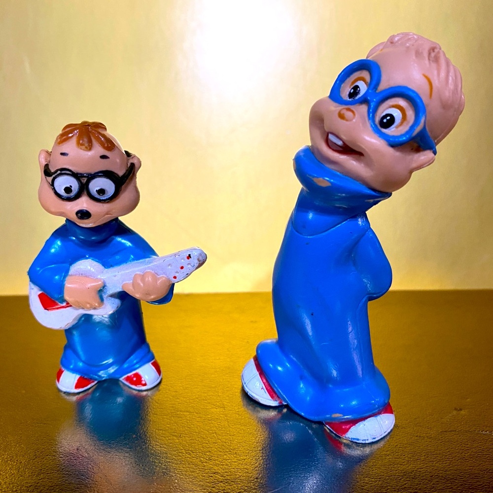 ALVIN AND THE CHIPMUNKS VTG 80s SIMON 3.25” & SIMON PLAYING GUITAR PVC FIGURES